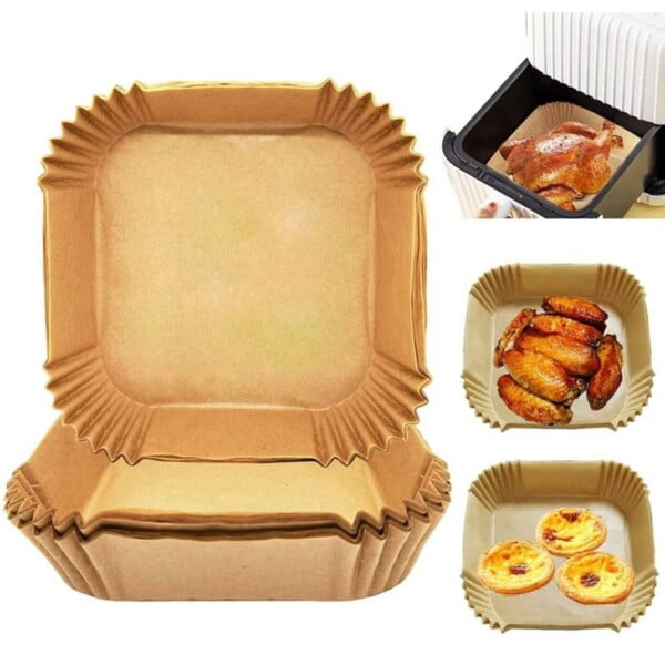 Square Air Fryer Paper 100-Pack - 17cm Disposable Compatible with Philips, Braun