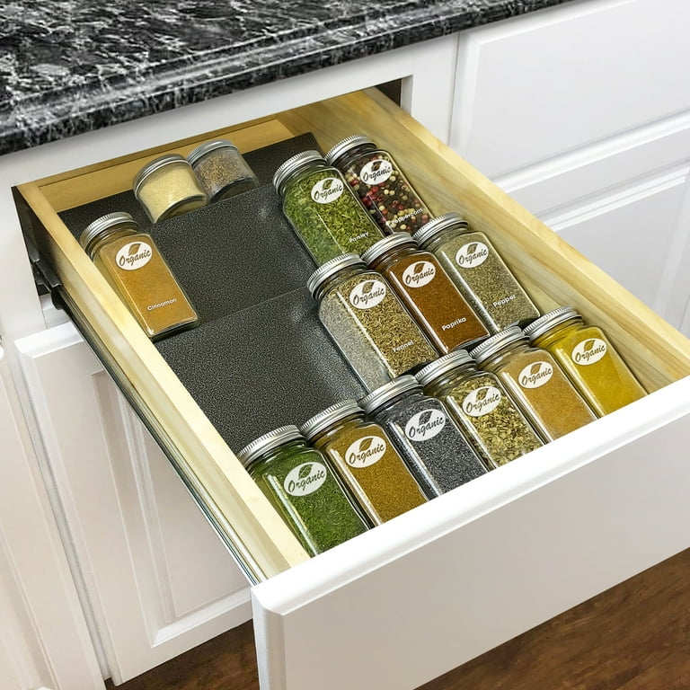 Bamboo Spice Drawer Organizer, 4 Tier Spices Rack for Cabinet Drawer  Expandable From 13 to 26 Seasoning Storage Organizer Insert
