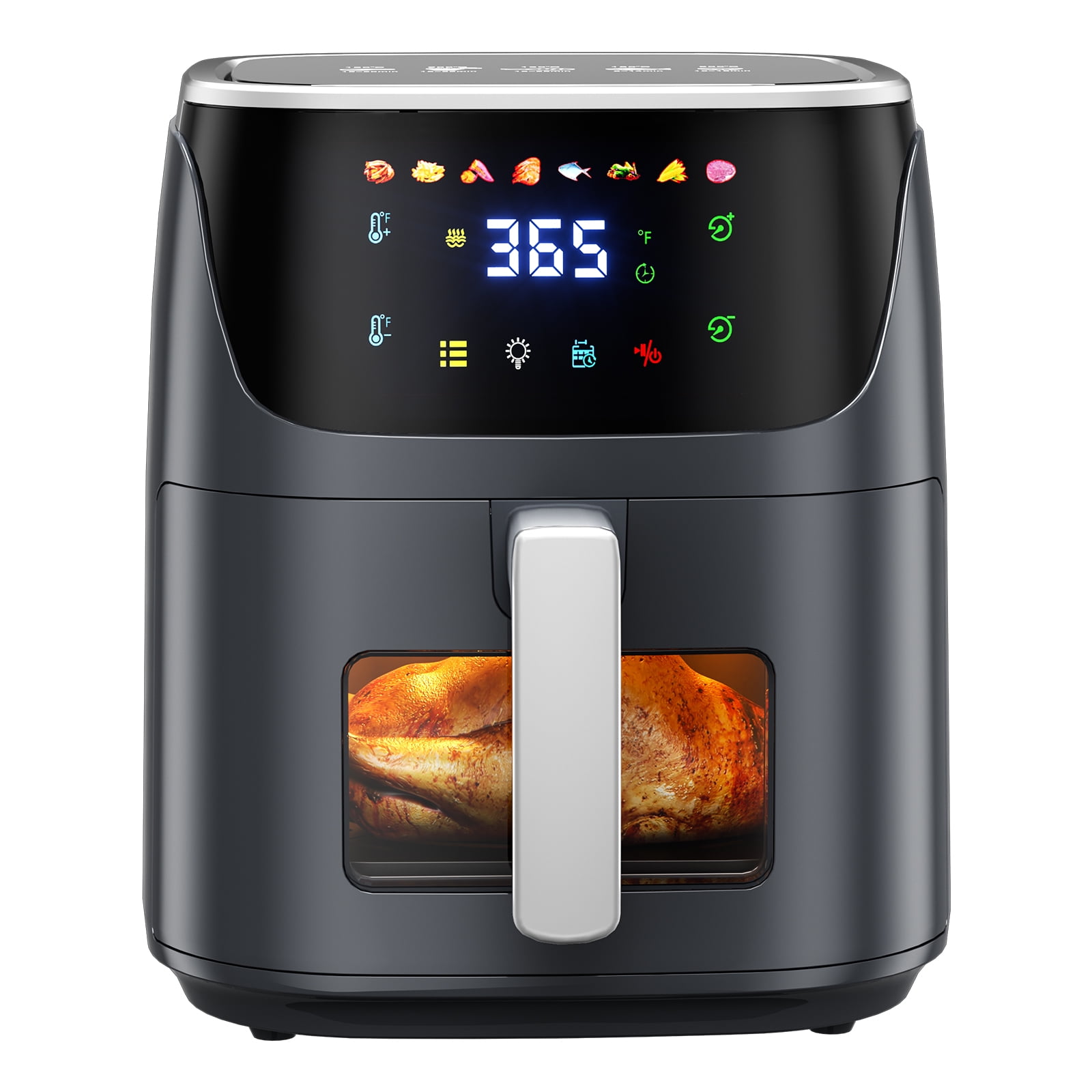 8QT Air Fryer with 8 Food Preset, LED Digital Touch Screen, Roast, Reheat, Dehydrate, Bake, Steam, 360° Hot Air, 85% Less Oil Healthy Cooker for Family Size