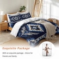 thumbnail image 7 of Abstract Ethnic Style Pattern Bedding Duvet Cover Set Twin Size 4 Pieces Retro Blue White Weaving Art Bedding Set with Zipper Closure, 1 Comforter Cover 68x86 Inches 1 Flat Sheet & 2 Pillow Cases, 7 of 7