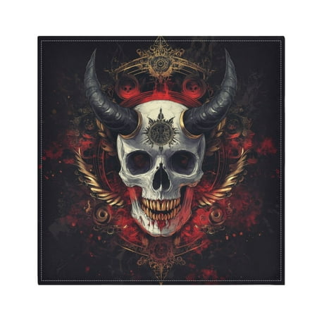 

Satin Polyester Napkins - 20x20 InchSingle-Sided Printed Napkins 1-Piece/4-Piece/6-Piece Set DIY Personalized Table Setting，A Skull with Horns