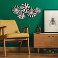thumbnail image 4 of Modernist Home Tribal Bursts Wall Sculpture, Five Attached Black and White Roundels, Lacquered Iron, Hand Made, 22 Inches, 4 of 6