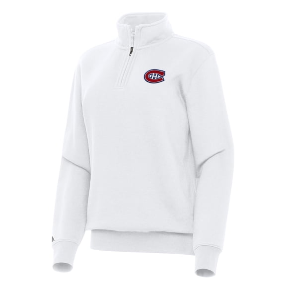 Women's Antigua White Montreal Canadiens Victory Quarter-Zip Sweatshirt