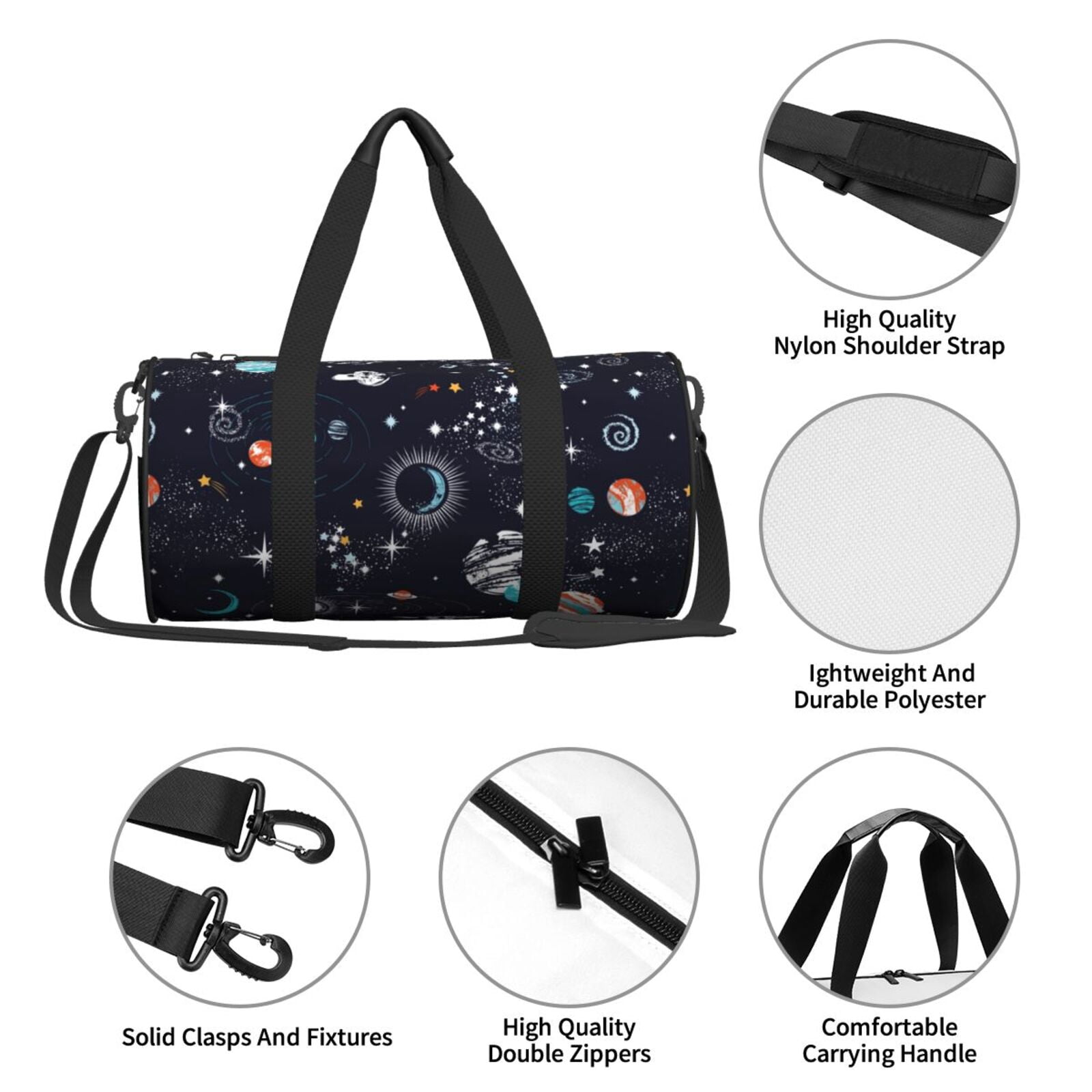 Vsdgher Galaxy2 45L Foldable Duffel Bag, Sports Gym Bag,Overnight Bag, Portable Weekender Bag for Airplanes
