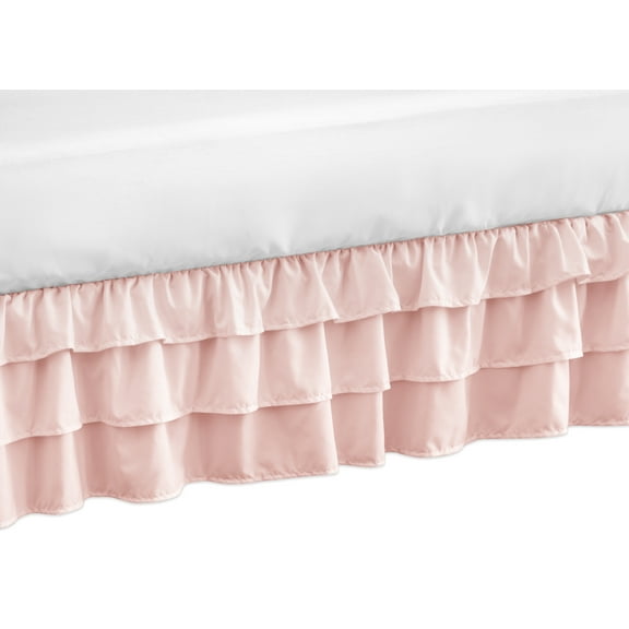Harper Blush Pink Tiered Ruffled Crib Skirt by Sweet Jojo Designs