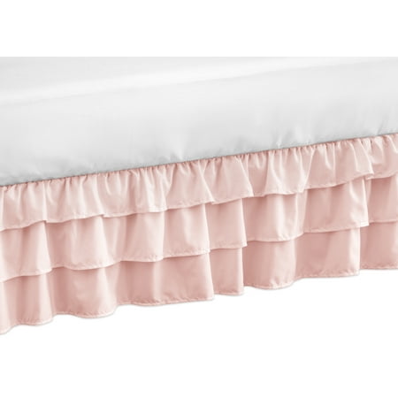 UPC: 0846480060246 | Harper Blush Pink Tiered Ruffled Crib Skirt by Sweet Jojo Designs