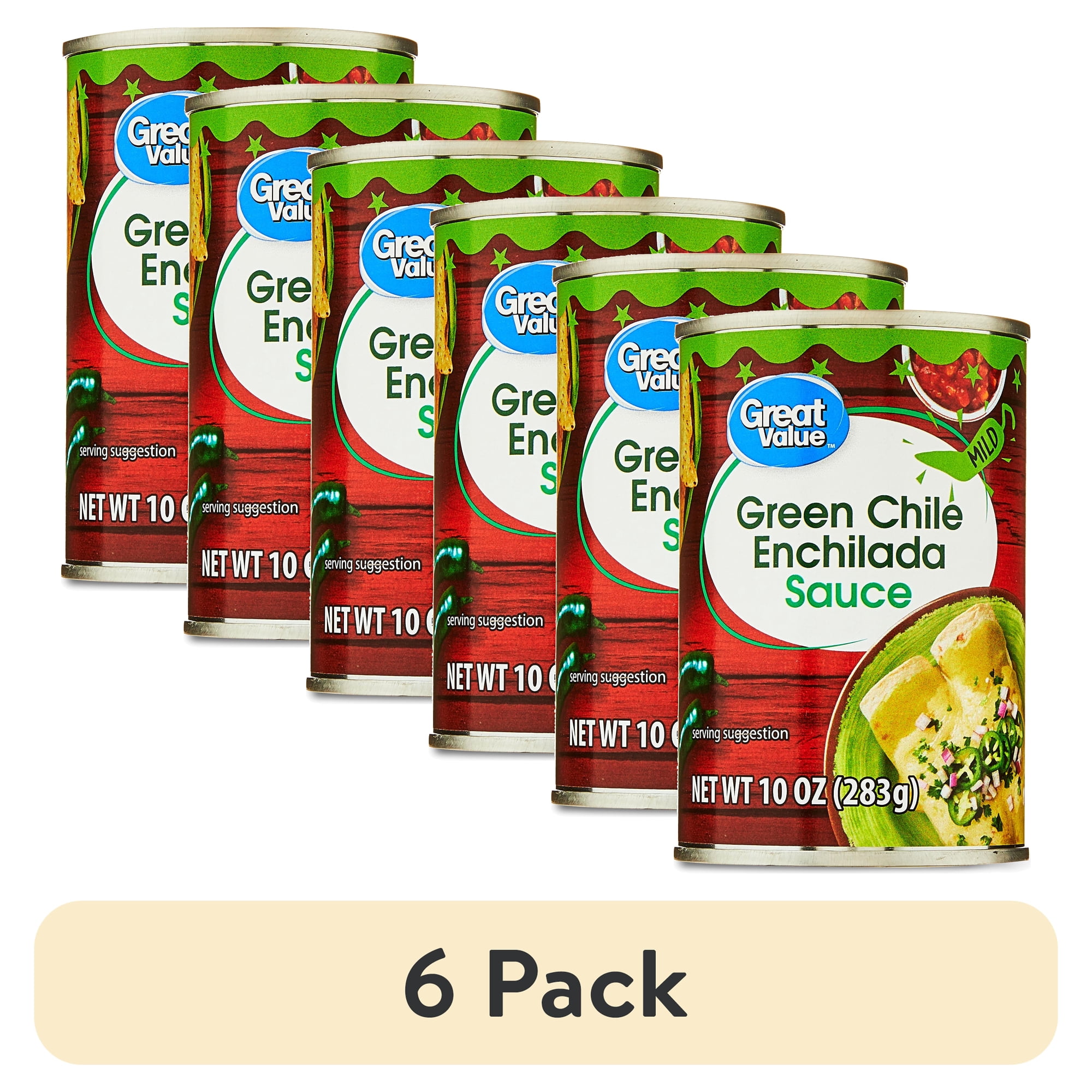 (6 pack) Great Value Green Chile Enchilada Sauce, Mild, 10 oz Can