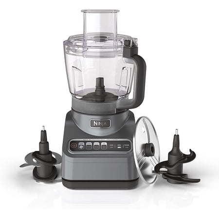 Ninja BN601 Professional Plus Food Processor, 1000 Peak Watts, 4 Functions for Chopping, Slicing, Purees & Dough with 9-Cup Processor Bowl, 3 Blades, Food Chute & Pusher, Silver