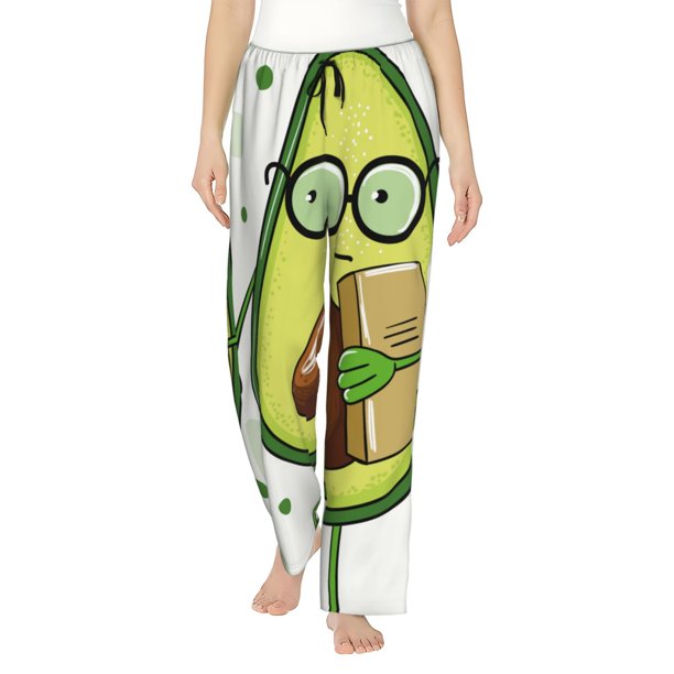 Fotbe Avocado with Glasses Pantalones de Pijama para Mujer, Pantalones de Dormir, Pantalones Pj con Cordón y Bolsillos-Medium