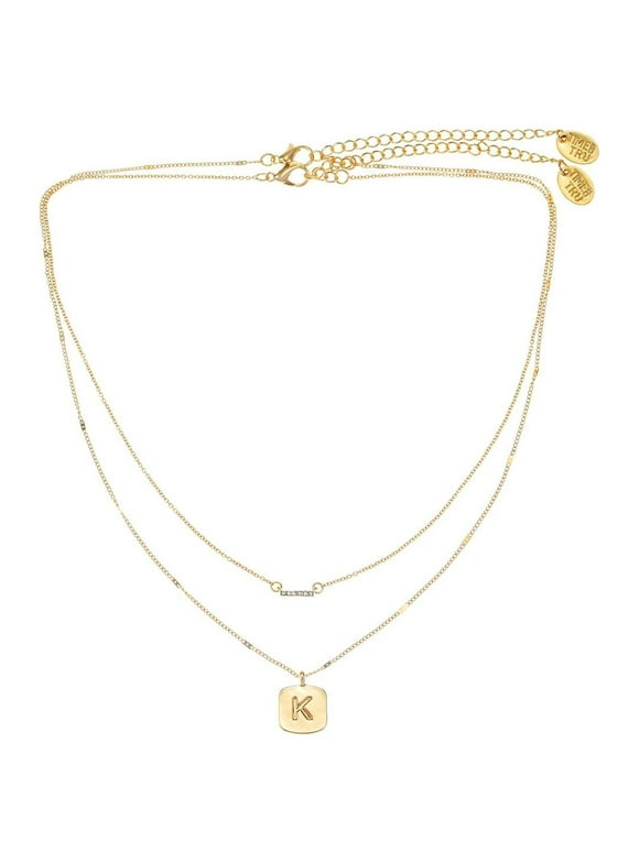 Time and Tru Women's Initial Letter "K" Necklace Set, 2-Piece