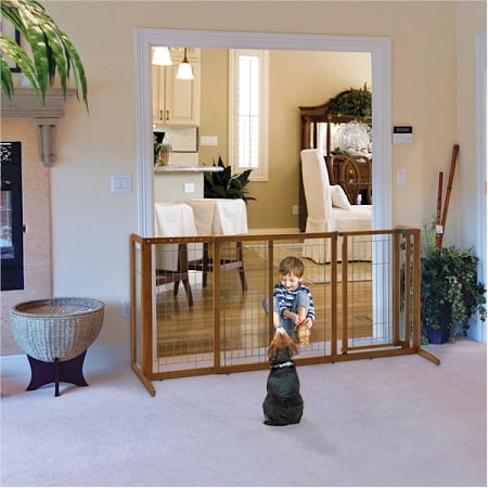 Richell Deluxe Freestanding Pet Gate with Door, 28"H