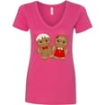 thumbnail image 3 of Inktastic Gingerbread Couple Women's V-Neck T-Shirt, 3 of 5