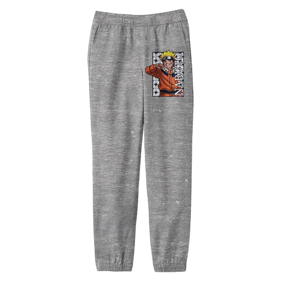 Naruto Smiling Naruto Character Youth Athletic Gray Graphic Jogger Pants-Large