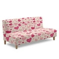 thumbnail image 2 of Xoenoiee Pink Heart Love Dot Print Stretch Futon Slipcover Armless Futon Bed Cover Valentine's Day Decor Furniture Protector Without Armrests with Elastic Bottom, Soft Jacquard Armless Futon Cover, 2 of 7