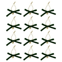 SLYNSHome 12Pcs Velvet Bows Christmas Tree Decorations,Mini Vintage Rustic Christmas Ribbon Bows Ornaments for Garland,Wreath,Gift - Green
