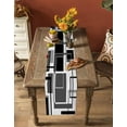 thumbnail image 4 of Black Grey Geometric Burlap Cotton Table Runner 16x72 Inches Long, Gray Abstract Striped Art Farmhouse Table Runners, Outdoor Dining Tablecloths Decor for Baby Shower/Party/Wedding, 4 of 6