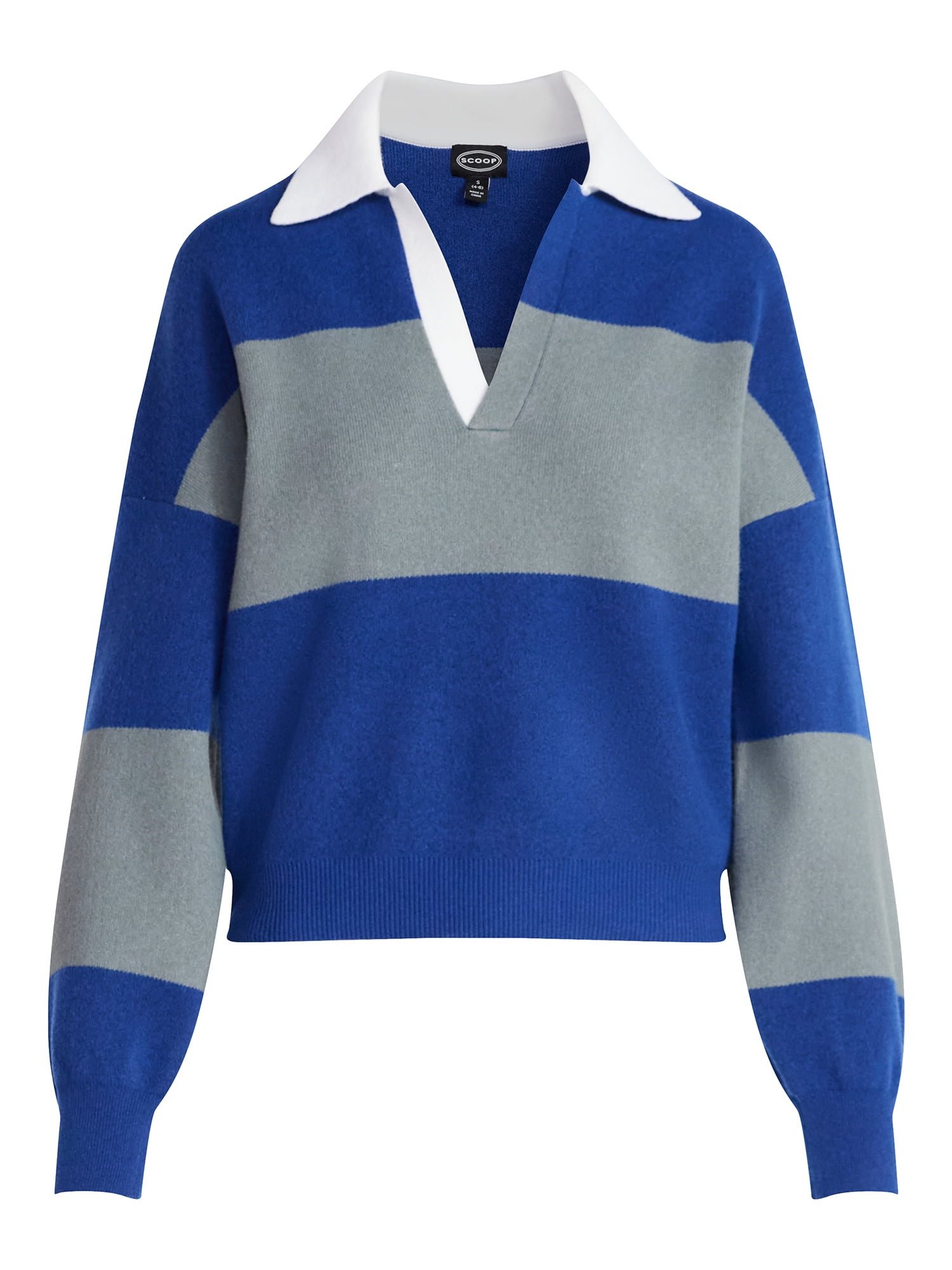 Scoop Women’s and Women’s Plus Oversized Rugby Sweater, Midweight, Sizes XS-4X