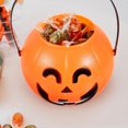 thumbnail image 2 of Cubo de calabaza de Halloween Cubo de calabaza brillante de Halloween Cubo de minicalabaza con dulces de Halloween Cubo con cara de calabaza naranja Linterna de calabaza, 2 of 2