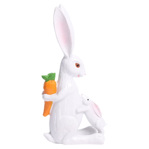 pdqouc Easter Mother and Baby Resin Decor, Cute Bunny Tabletop Ornament for Home, Mom and Baby Bunny Figurine for Shelf, Mantle and Spring Holiday Display