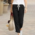 thumbnail image 2 of Pants for Women Trendy Ladies Loose Drawstring Elastic Cotton And Linen Trousers, 2 of 6