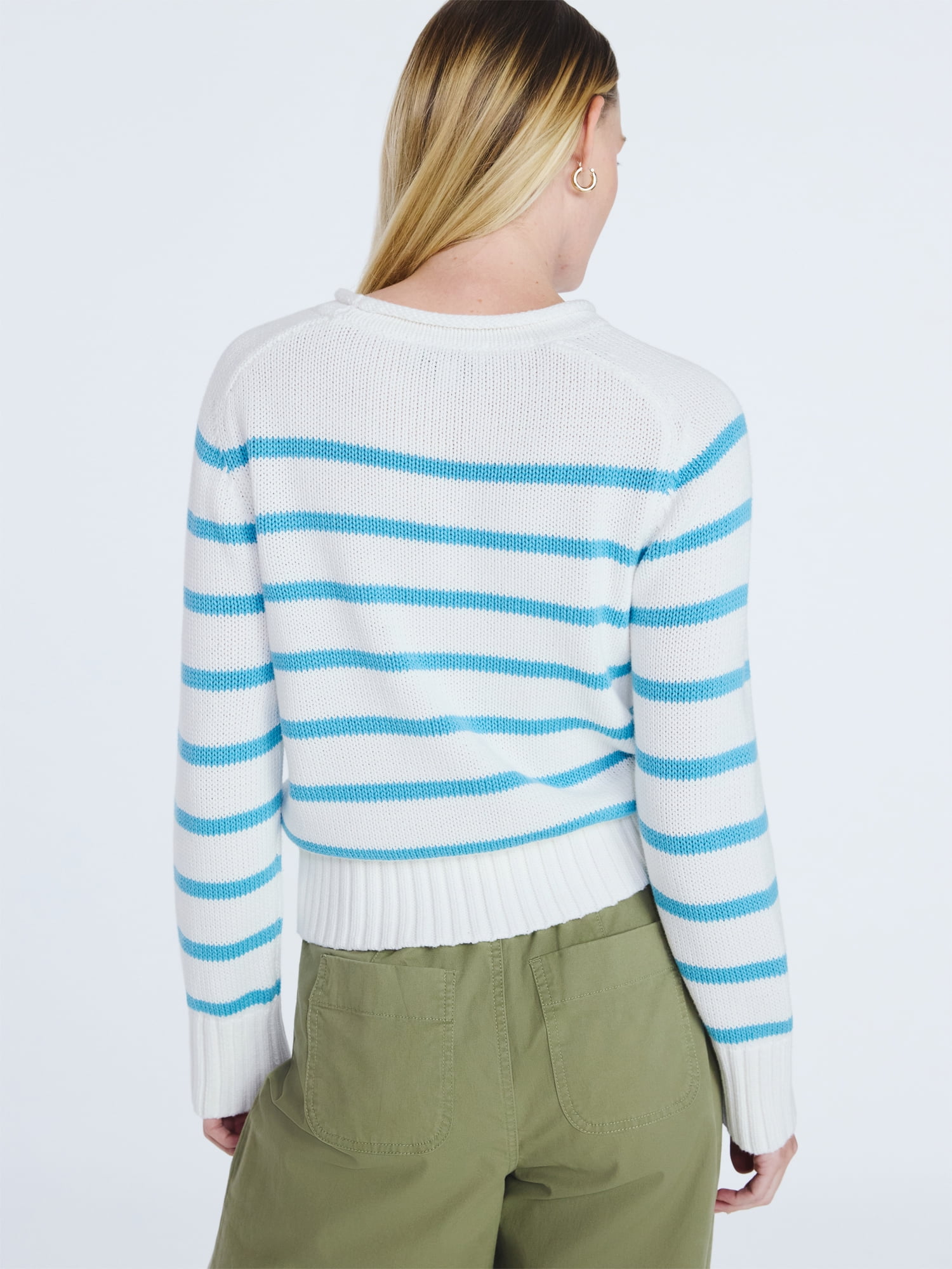 Free Assembly Women’s Saddle Shoulder Roll Neck Cotton Sweater with Long Sleeves, Sizes XS-XXL