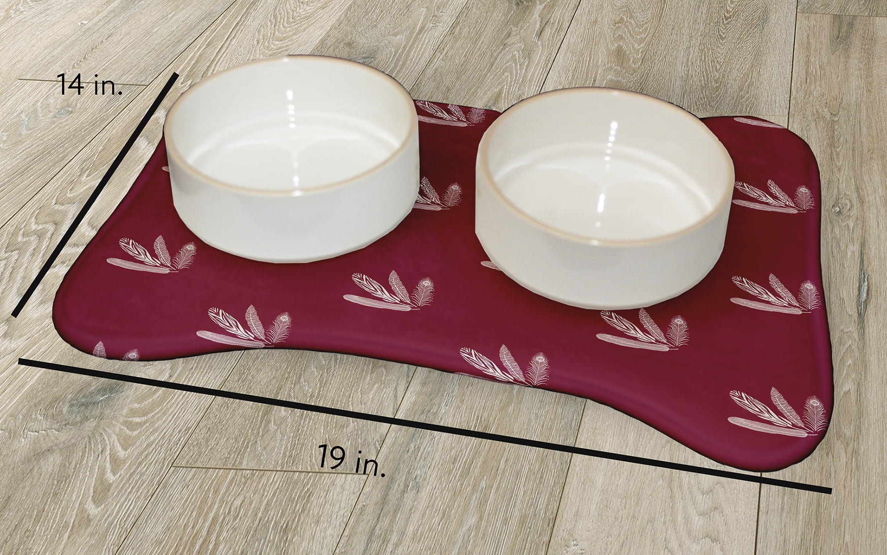 Simply Daisy Feather Pattern Bone Shape Pet Feeding Mat for Dogs