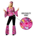 thumbnail image 5 of Morph Womens 1970s Pink Hippie Flares Costume Ladies Disco Fancy Dress Cocktail Pink S, 5 of 6