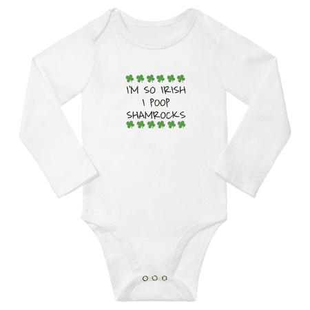 

I m So Irish I Poop Shamrocks Cute Baby Long Sleeve Jumpsuits Boy Girl Unisex (White 12-18M)