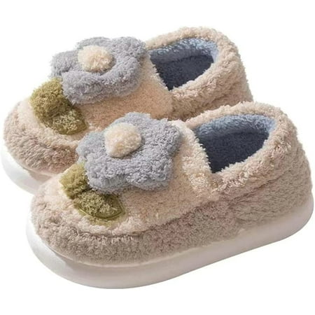 

PIKADINGNIS Women Girls Soft Fluffy Fur Warm Winter Spring House Shoes Chic Colorful Cute Floral Indoor Slippers Memory Foam Heel Cover