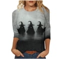 thumbnail image 2 of Cloaraye Womens Halloween Costumes 3/4 Sleeve Crew Neck T Shirts Fashion Print Loose Halloween Shirts, 2 of 5