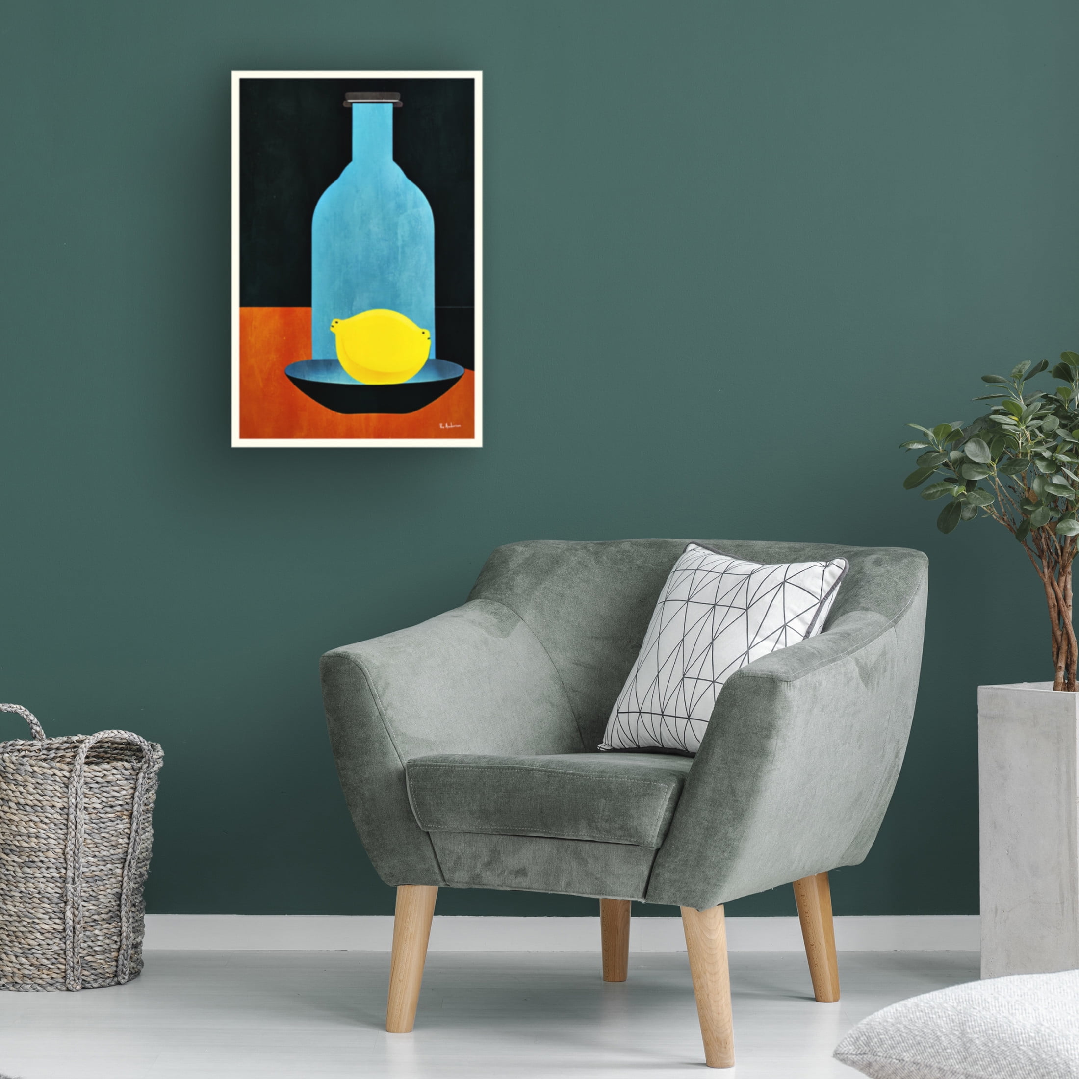 Canvas Wall Art - Bo Anderson 'Bottle With Lonesome Lemon' Wall Art for Living Room, Bedroom, or Office D?cor by Trademark Fine Art - 30 x 47 Inches