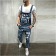 thumbnail image 2 of Edvintorg Mens Hole Pocket Jeans Overall Jumpsuit Streetwear Overall Suspender Pants, 2 of 6