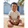 thumbnail image 6 of Cenuakty Baby Boy Plaid Romper Collared Short Sleeve Shorts Jumpsuit Casual Summer Clothes, 6 of 9
