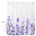 thumbnail image 5 of Dznils Purple Eucalyptus Fabric Shower Curtain, Modern Floral Bathroom Curtain with Hooks, 72" x 72", 5 of 11