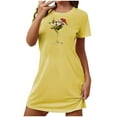 thumbnail image 2 of Sakmal Christmas Moomoo Nightgowns Women Cloud-Like Stretchy Oversized Yellow House Dress Short Santa Claus Print Short Sleeve Crew Neck Nightgowns S-2XL, 2 of 5