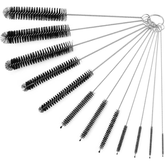12pcs Baby Bottle Brush Cleaning Kit - Long Bottle Washer Brush Set,Straw Cleaner Brush,Small Brush For Clean,Kitchen Item,Long Wire Bottle Brush