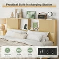 thumbnail image 6 of Feishominoo Queen Size Platform Bed Frames with 4 Storage Drawers & 2-Tier Storage Headboards & Built-in USB Ports & Power Outlets, Metal Bed Frames Nox Box Spring Needed No Noise, Natural Color, 6 of 11
