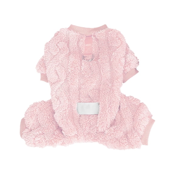 Cotton Dog Pajamas for for Small Dogs Cats, Dog Sweater with Leash Ring Ultra Soft Warm Pet Clothes Puppy Onesie Outfits Doggy Pjs Jumpsuit for Winter Christmas (Pink)