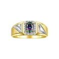 thumbnail image 1 of RYLOS Men's Rings 14K Yellow Gold Classic 7X5MM Oval Gemstone & Diamond Ring Alexandrite June Birthstone Rings For Men Size 12, 1 of 7