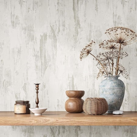 Peel-And-Stick Concrete Contact Paper Wallpaper 15.7"x118" Beige Silver Industrial Textured Self-Adhesive Removable Waterproof