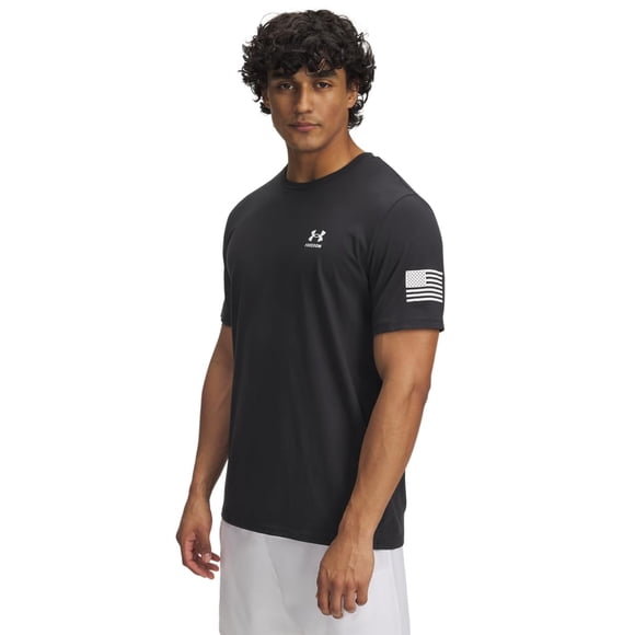 Camiseta Under Armour para hombre con la bandera de la libertad, color blanco y negro, talla M