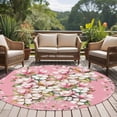 thumbnail image 4 of Pink Orchid Flowers Round Area Rug 7Ft Washable Circle Rugs for Dorm Laundry Room, Vintage Floral Leaves Plants Spring Non-Slip Carpet Floor Mats Indoor Outdoor Carpet Runner Aesthetic Home Decor, 4 of 8