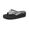 thumbnail image 2 of pwidon Women's Wedge Platform Thong Flip Flops Sequin Sparkly Bling Open Toe Slip On Summer Beach Casual Walking Sandals Silver 7.5, 2 of 7
