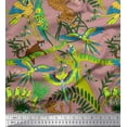 thumbnail image 1 of Soimoi Crepe Silk Fabric Branches,Parrot & Leopard Jungle Printed Craft Fabric by The Yard 42 Inch Wide, 1 of 1