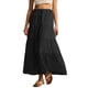 thumbnail image 4 of Faldas Largas Escalonadas para Mujer, Plisadas, en Forma de A, con Cintura Elástica Ajustable y Cordón Ajustable, Falda Larga . Negro M, 4 of 10