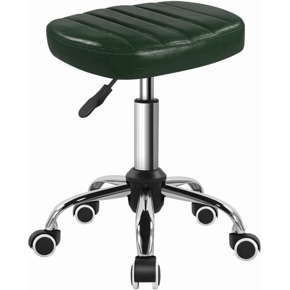 Minimalist Square Swivel Stool with Wheel Perfect for Work SPA Shop Massage Height-Adjustable and Cost-Effective Rolling Stool Chair (Green)