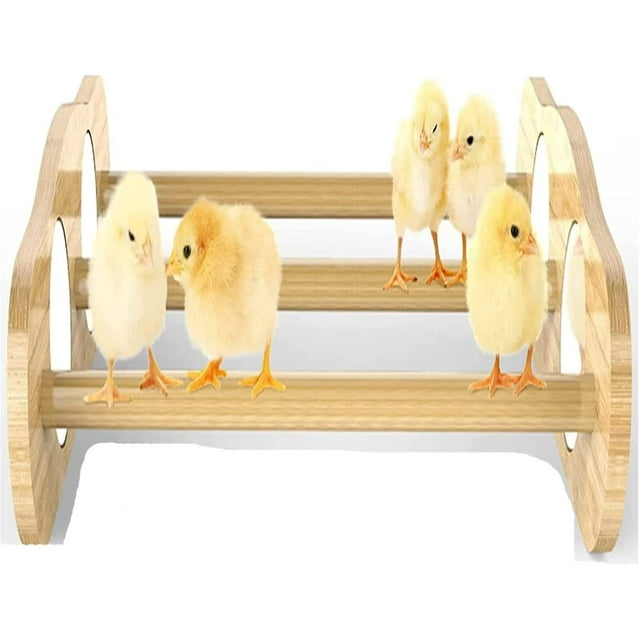 Mini Chick Perch With Mirror, Mini Chick Roost, Strong Bamboo Roosting Bar For Coop Brooder Training Perch Toys