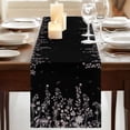 thumbnail image 3 of Black Botanical 60 Inch Table Runner, Dragonfly Flower Leaf Retro Style Farmhouse Dresser Scarf Cotton & Linen Tablerunner for Dining/Kitchen Island/Holiday Party Décor 13" x 60", 3 of 9