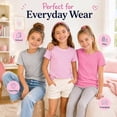 thumbnail image 5 of Btween Active Girls T-Shirts 3 Pack – Short Sleeve Ribbed Crewneck Tees, Soft Stretch Casual Everyday Tops for Girls, 5 of 7