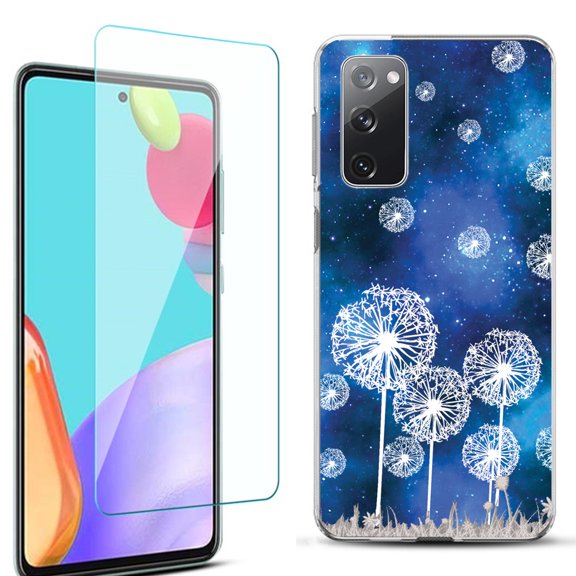 Slim-Fit Protective Phone Case for Samsung Galaxy S20 FE 5G Fan Edition, with Tempered Glass Screen Protector, by OneToughShield ® - Dandelion Stars